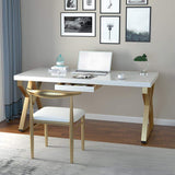 Modern White Writing Desk in Solid Wood & Metal Home Office Desk-Desks,Furniture,Office Furniture