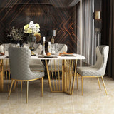 PU Leather Tufted Upholstered Wingback Dining Chair Set of 2 Gold Stainless Steel Legs