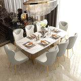 PU Leather Tufted Upholstered Wingback Dining Chair Set of 2 Gold Stainless Steel Legs