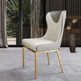 PU Leather Tufted Upholstered Wingback Dining Chair Set of 2 Gold Stainless Steel Legs