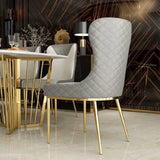 PU Leather Tufted Upholstered Wingback Dining Chair Set of 2 Gold Stainless Steel Legs