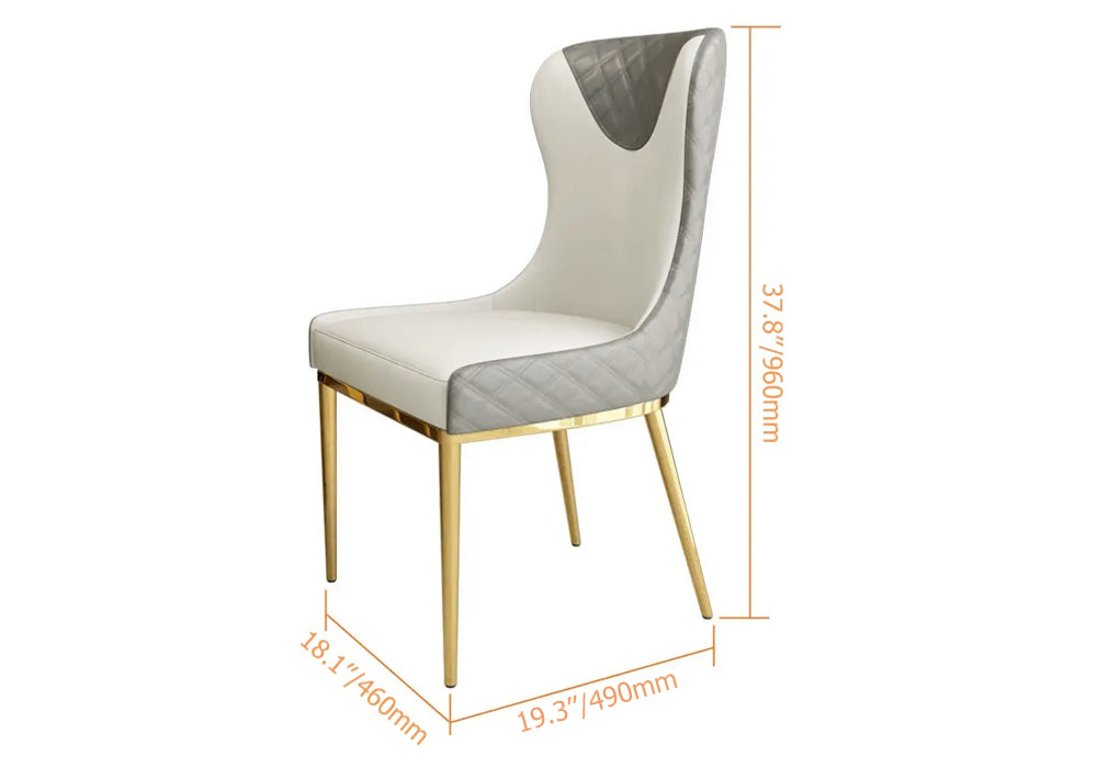 PU Leather Tufted Upholstered Wingback Dining Chair Set of 2 Gold Stainless Steel Legs