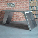 76" Sliver Modern Aviator Desk Aluminum Office Desk-Desks,Furniture,Office Furniture