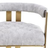 Modern Bar Height Bar Stool with Back Gray Velvet Upholstery Counter Stool in Gold