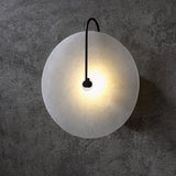 Modern White Marble Round Decorative Indoor Wall Sconce in Black Finish