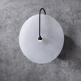Modern White Marble Round Decorative Indoor Wall Sconce in Black Finish