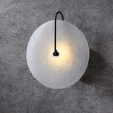Modern White Marble Round Decorative Indoor Wall Sconce in Black Finish