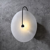 Modern White Marble Round Decorative Indoor Wall Sconce in Black Finish