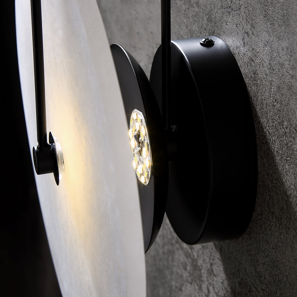 Modern White Marble Round Decorative Indoor Wall Sconce in Black Finish