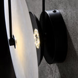 Modern White Marble Round Decorative Indoor Wall Sconce in Black Finish