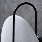 Modern White Marble Round Decorative Indoor Wall Sconce in Black Finish