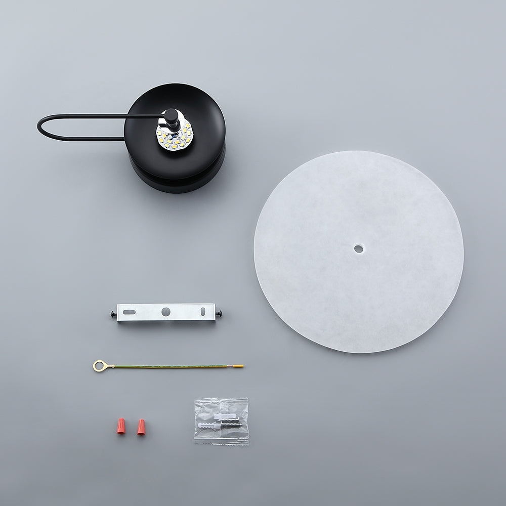 Modern White Marble Round Decorative Indoor Wall Sconce in Black Finish