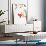 79" White TV Stand for 75 Inch TVs with Storage 4 Doors Gold Handles-Richsoul-Furniture,Living Room Furniture,TV Stands