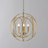 Luxurious Modern Chic Gold Sphere 4-Light Iron Orb Chain Suspended Chandelier