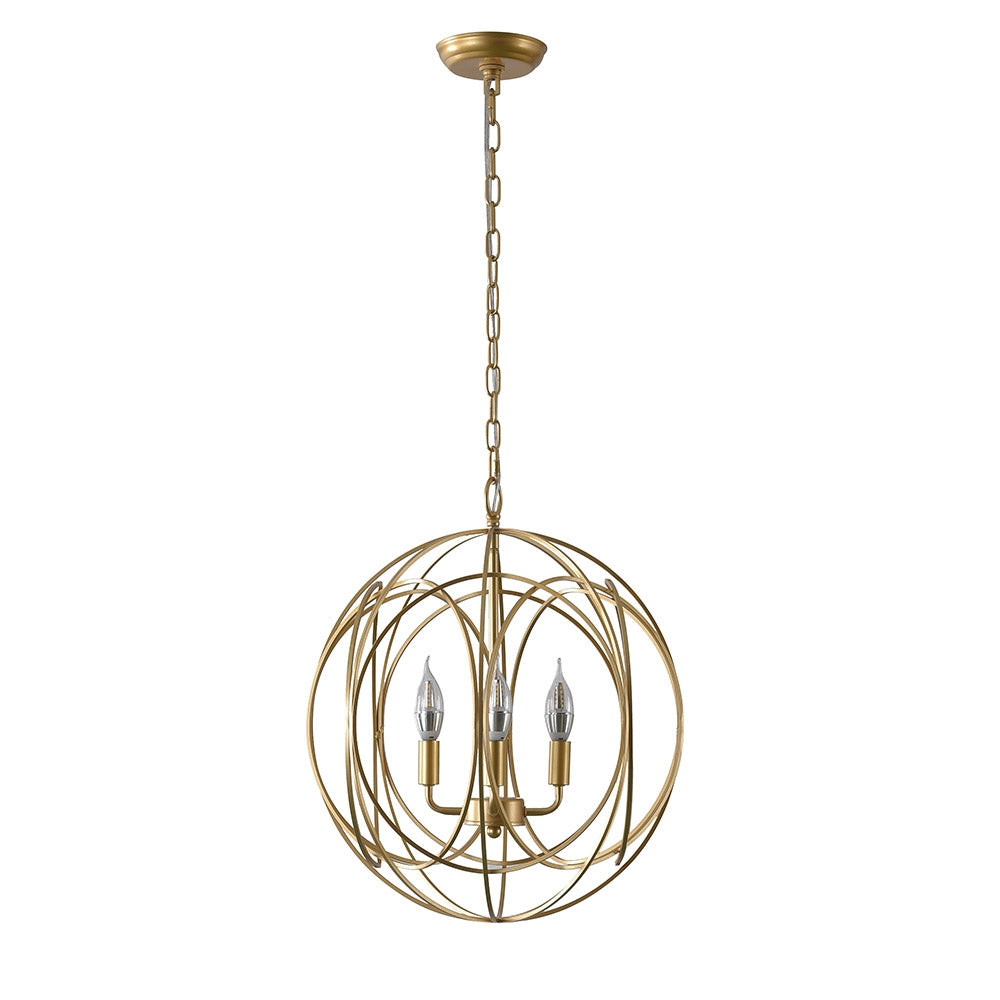 Luxurious Modern Chic Gold Sphere 4-Light Iron Orb Chain Suspended Chandelier