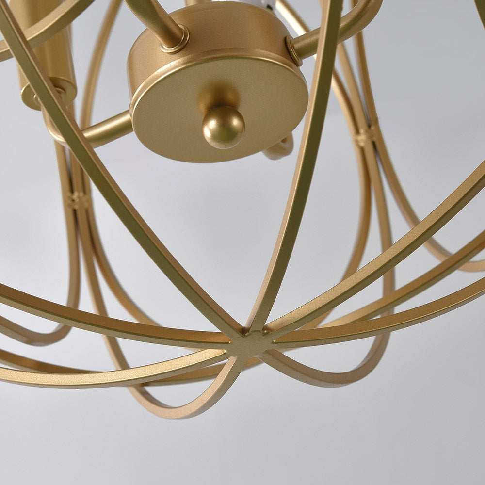 Luxurious Modern Chic Gold Sphere 4-Light Iron Orb Chain Suspended Chandelier