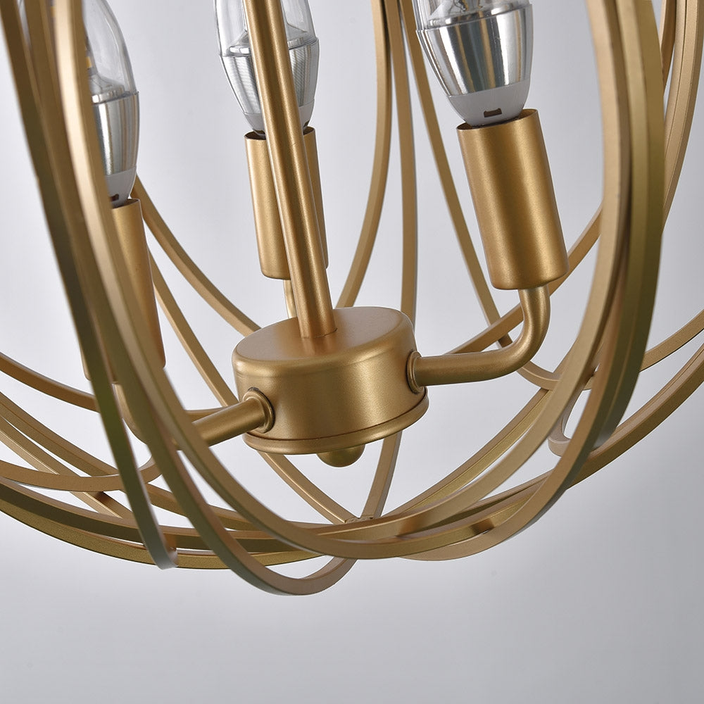 Luxurious Modern Chic Gold Sphere 4-Light Iron Orb Chain Suspended Chandelier