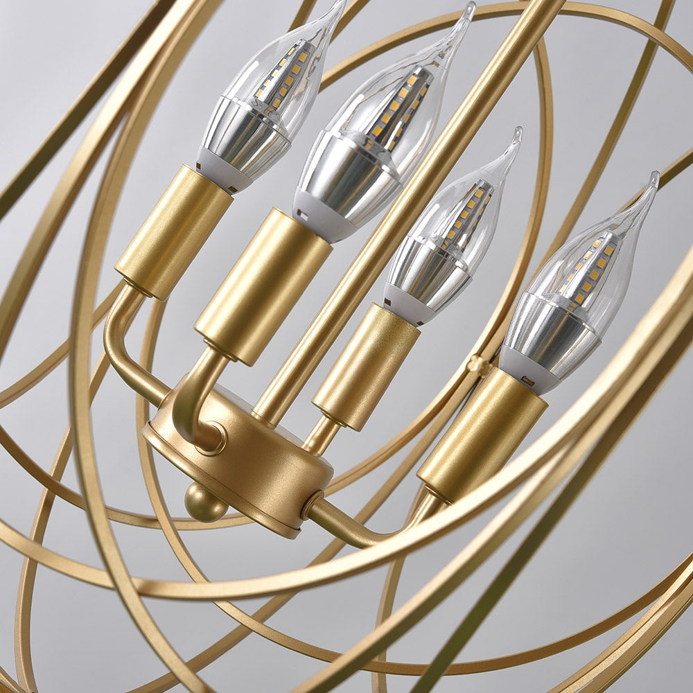 Luxurious Modern Chic Gold Sphere 4-Light Iron Orb Chain Suspended Chandelier