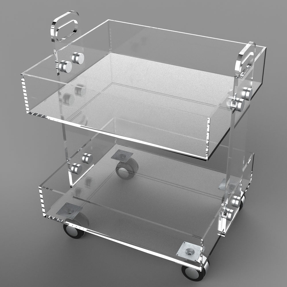Modern Acrylic Rolling Bar Cart  End Table with Handles