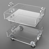 Modern Acrylic Rolling Bar Cart  End Table with Handles