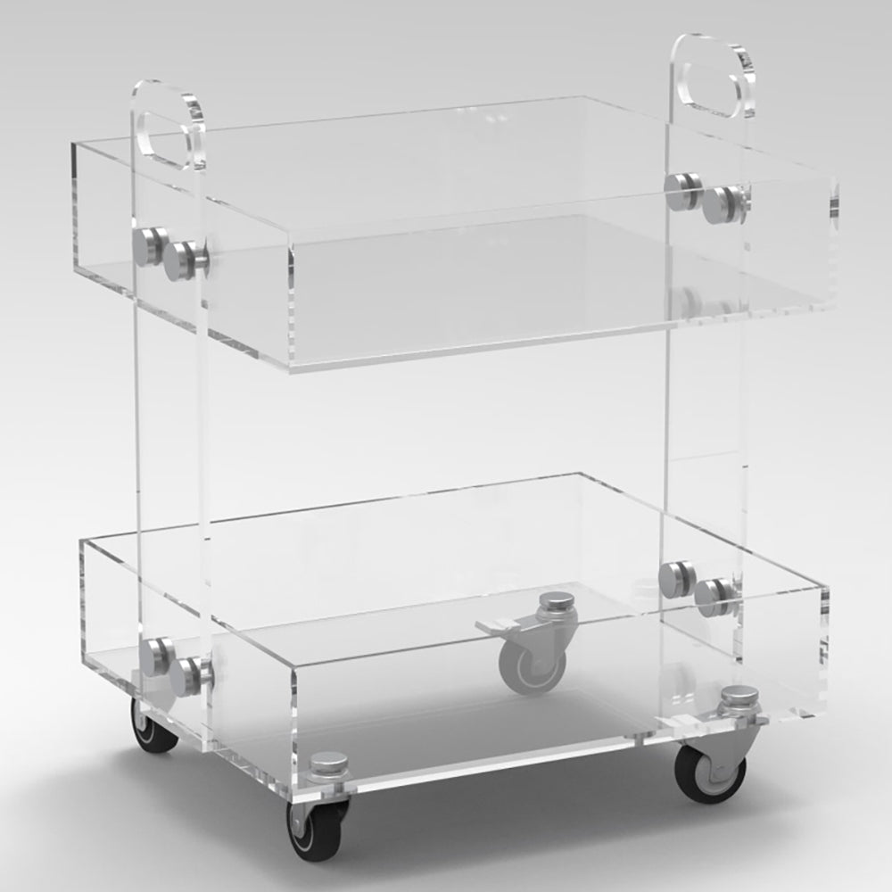 Modern Acrylic Rolling Bar Cart  End Table with Handles