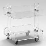 Modern Acrylic Rolling Bar Cart  End Table with Handles