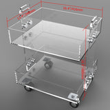 Modern Acrylic Rolling Bar Cart  End Table with Handles