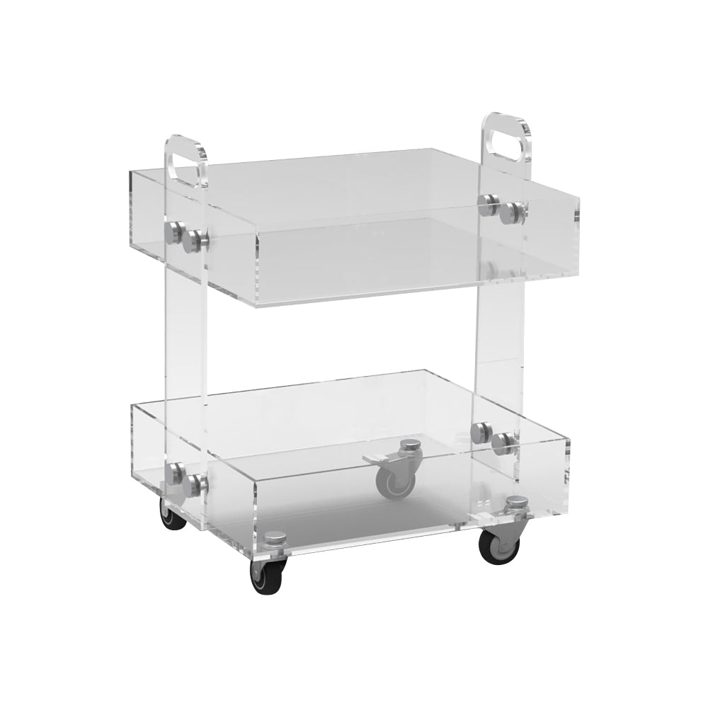 Modern Acrylic Rolling Bar Cart  End Table with Handles