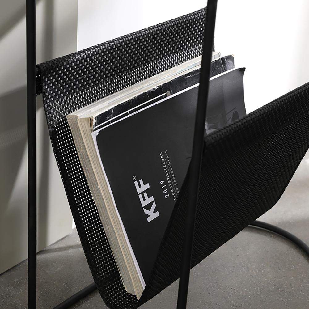 Modern Side Table Black End Table Metal Accent Oval Table Magazine Holder Sofa Table-Richsoul-End & Side Tables,Furniture,Living Room Furniture