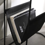 Modern Side Table Black End Table Metal Accent Oval Table Magazine Holder Sofa Table-Richsoul-End & Side Tables,Furniture,Living Room Furniture