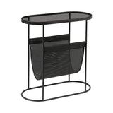Modern Side Table Black End Table Metal Accent Oval Table Magazine Holder Sofa Table-Richsoul-End & Side Tables,Furniture,Living Room Furniture