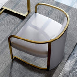 Gray Faux Leather Accent Chair Upholstered Barrel Chair Metal in Gold Finish-Richsoul-Chairs & Recliners,Furniture,Living Room Furniture