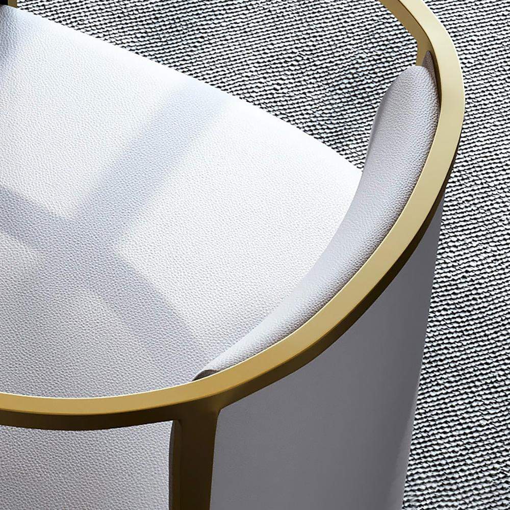Gray Faux Leather Accent Chair Upholstered Barrel Chair Metal in Gold Finish-Richsoul-Chairs & Recliners,Furniture,Living Room Furniture