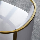 Gray Faux Leather Accent Chair Upholstered Barrel Chair Metal in Gold Finish-Richsoul-Chairs & Recliners,Furniture,Living Room Furniture