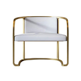 Gray Faux Leather Accent Chair Upholstered Barrel Chair Metal in Gold Finish-Richsoul-Chairs & Recliners,Furniture,Living Room Furniture