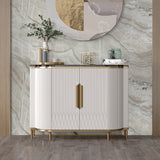 White Luxury 2-Door Sideboard Buffet with Marble Top Modern Sideboard Cabinet in Gold