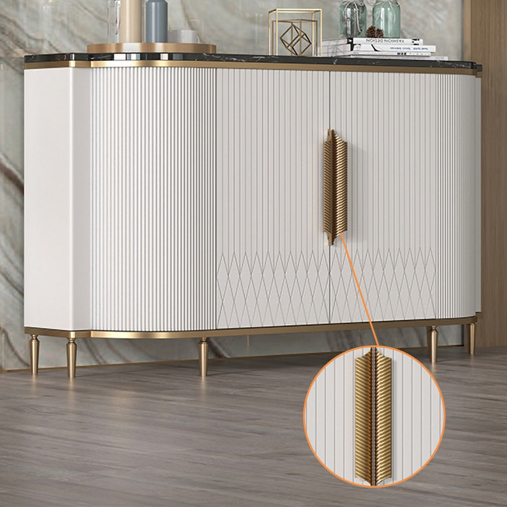White Luxury 2-Door Sideboard Buffet with Marble Top Modern Sideboard Cabinet in Gold