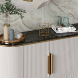 White Luxury 2-Door Sideboard Buffet with Marble Top Modern Sideboard Cabinet in Gold