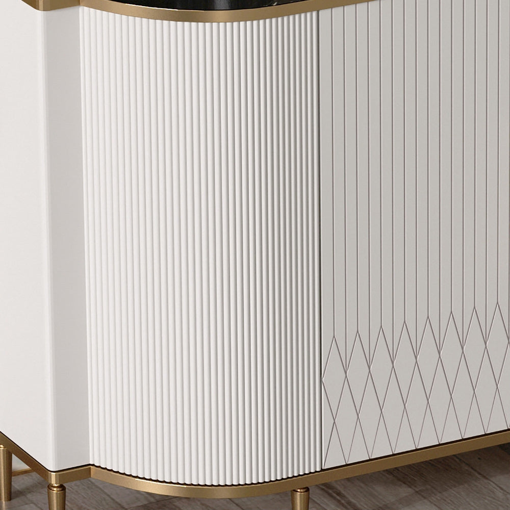 White Luxury 2-Door Sideboard Buffet with Marble Top Modern Sideboard Cabinet in Gold