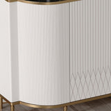 White Luxury 2-Door Sideboard Buffet with Marble Top Modern Sideboard Cabinet in Gold