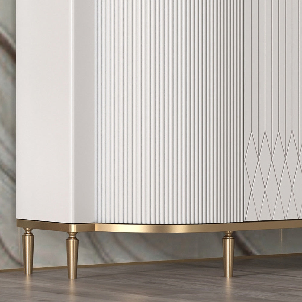 White Luxury 2-Door Sideboard Buffet with Marble Top Modern Sideboard Cabinet in Gold