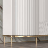 White Luxury 2-Door Sideboard Buffet with Marble Top Modern Sideboard Cabinet in Gold