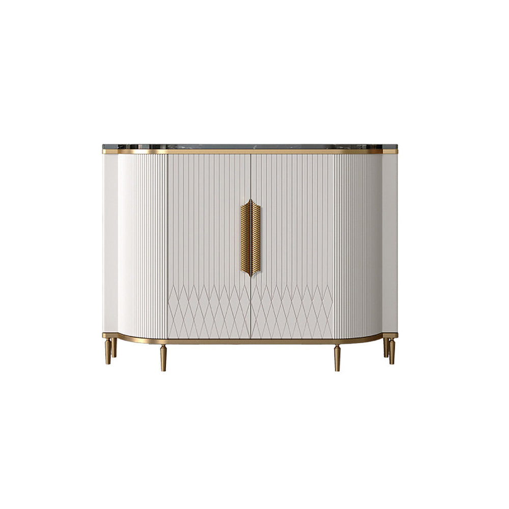 White Luxury 2-Door Sideboard Buffet with Marble Top Modern Sideboard Cabinet in Gold