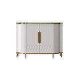White Luxury 2-Door Sideboard Buffet with Marble Top Modern Sideboard Cabinet in Gold
