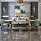 63" Modern Dining Table with Marble Top & Stainless Steel Base