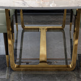 63" Modern Dining Table with Marble Top & Stainless Steel Base