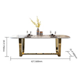 63" Modern Dining Table with Marble Top & Stainless Steel Base