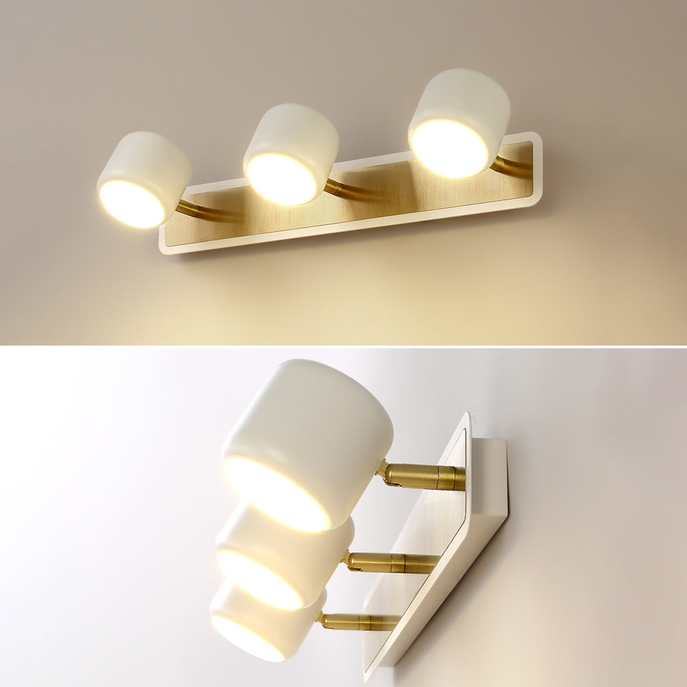 White LED Adjustable Gold Bath Vanity Light 3-Light Indoor Wall Light