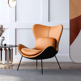 Chaise d'accent rembourrée en cuir PU orange et noir en oreiller noir inclus