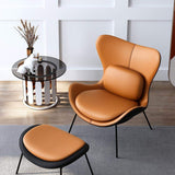 Orange & Black PU Leather Upholstered Accent Chair in Black Pillow Included-Richsoul-Chairs & Recliners,Furniture,Living Room Furniture